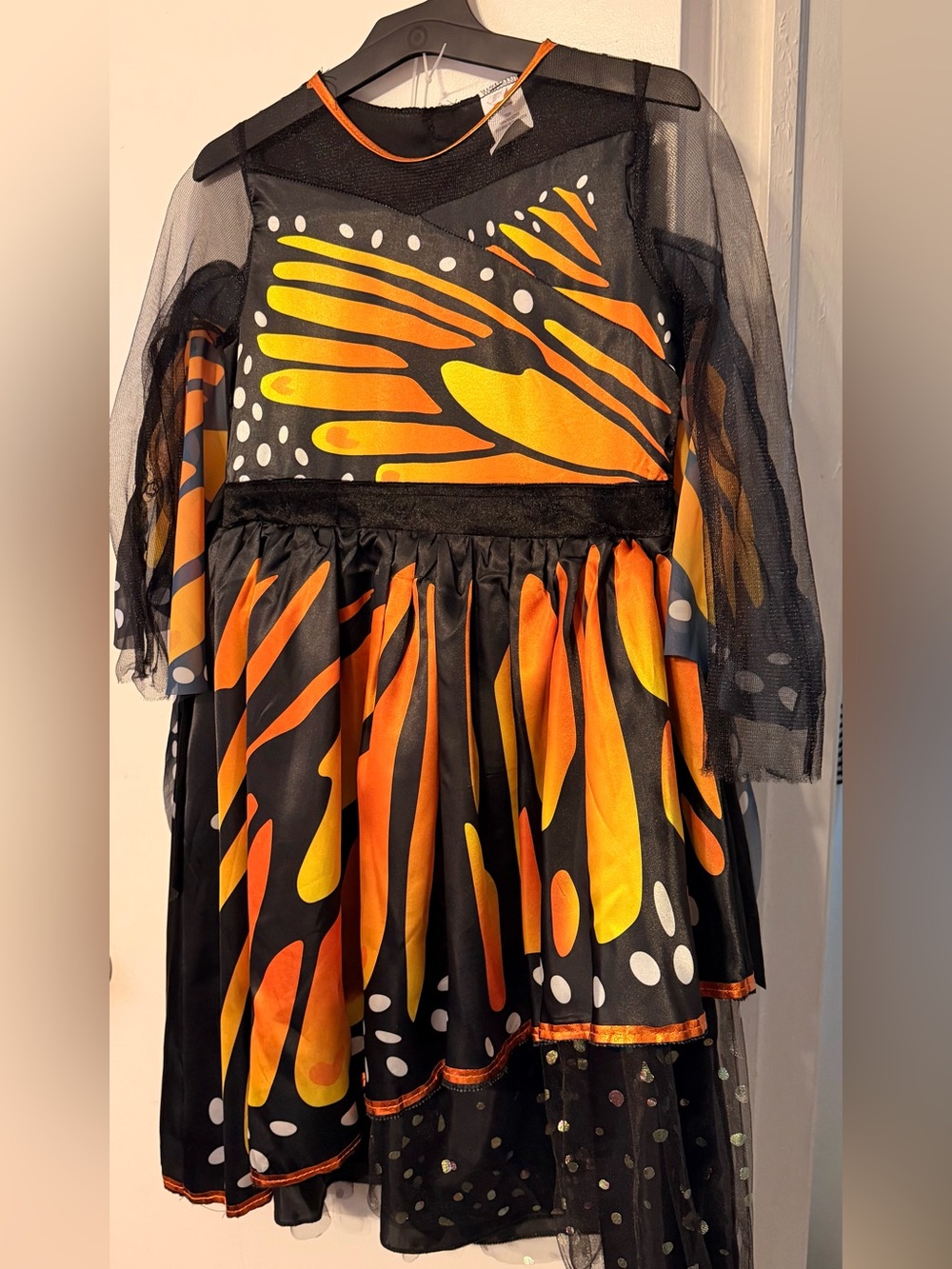 Girls Monarch Butterfly Costume Dress with Wings – Size M 10/11